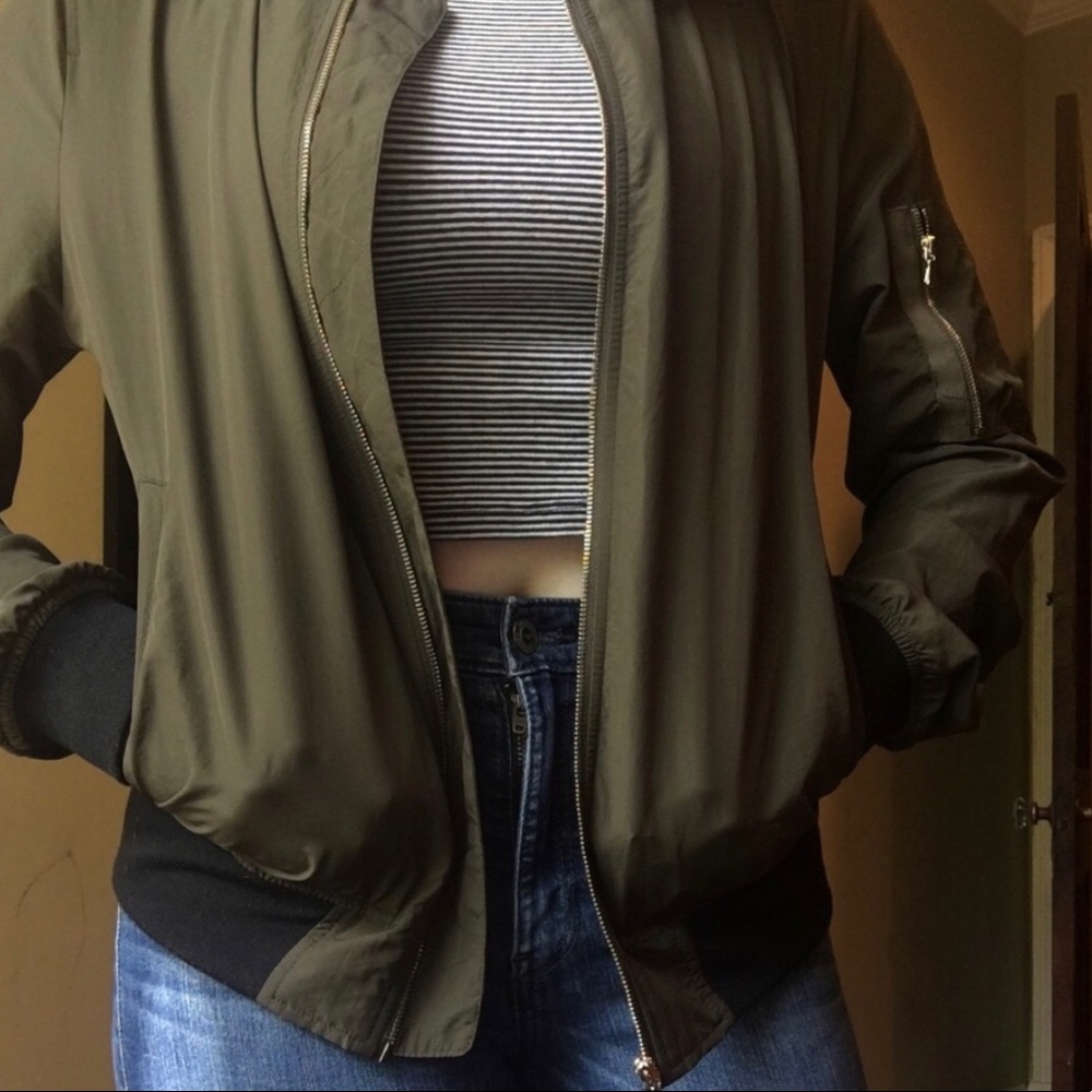 Zara Olive Green Bomber Jacket